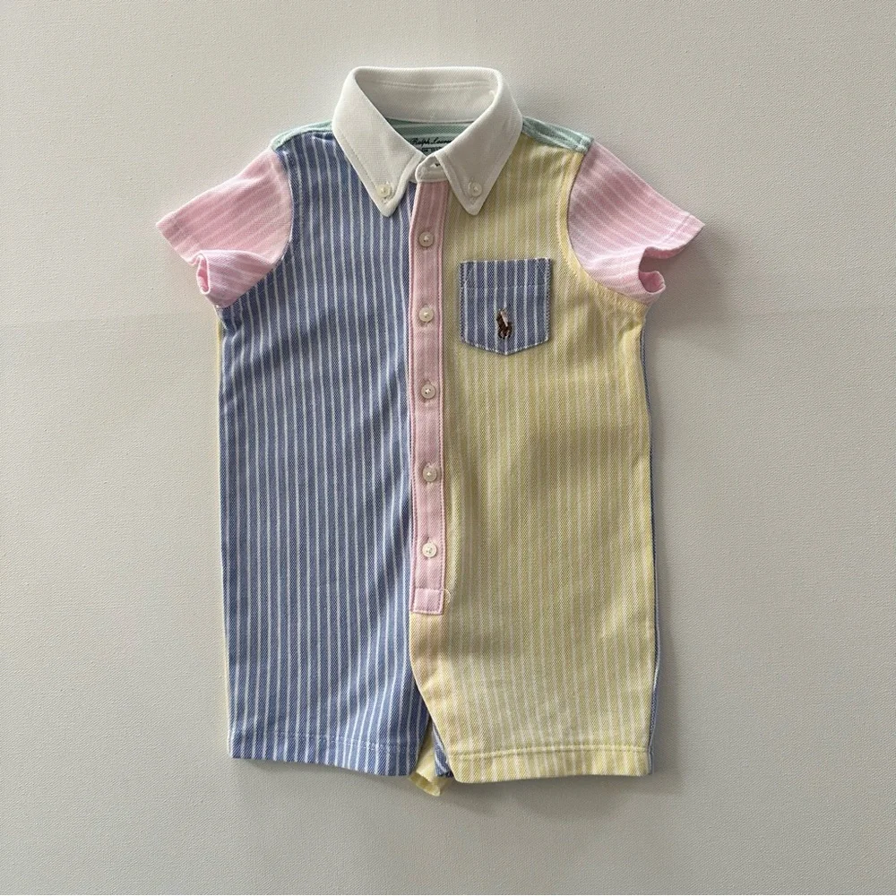 Ralph Lauren 3 Months Baby Boy Pastel Romper Spring Summer Easter Pink Yellow